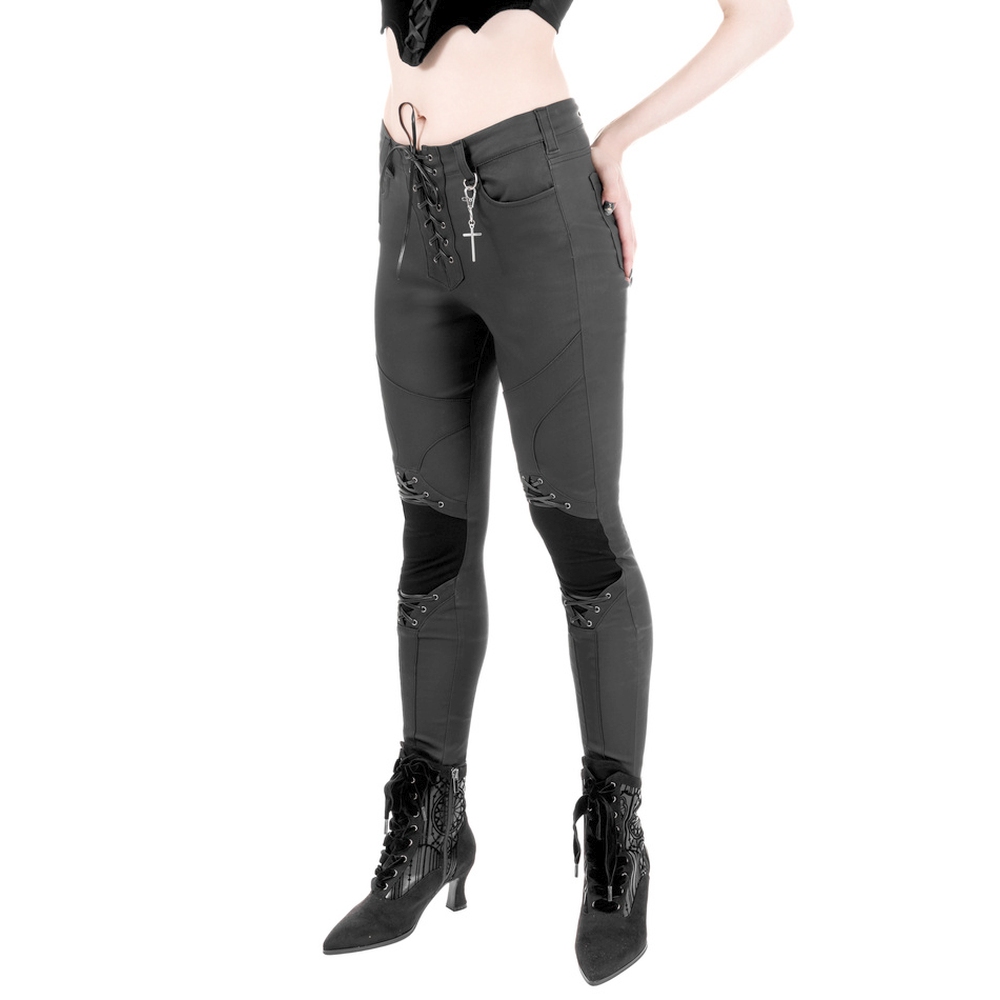Restyle - Mortem LaceUp Skinny fit broek - Zwart